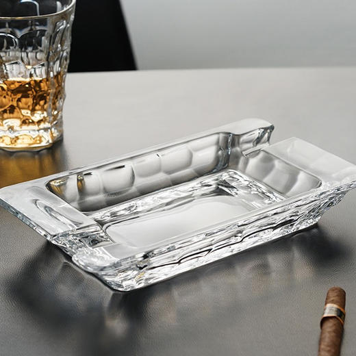 【清仓特惠3折】捷克进口BOHEMIA 波西米亚水晶玻璃 客厅厅办公室创意潮流雪茄烟灰缸 水立方烟灰缸22cm 商品图4