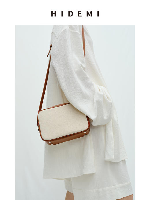 HIDEMI 度假系列帆布拼皮极简相机包 商品图5