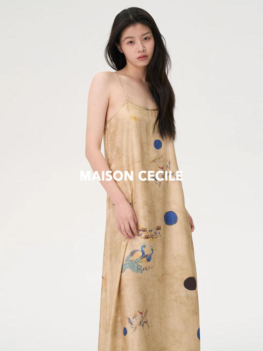 MAISON CECILE复古印花小众原创设计感真丝桑蚕丝吊带裙 商品图2