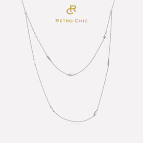 Retro Chic意大利复古时尚首饰 银色眼泪叠戴项链