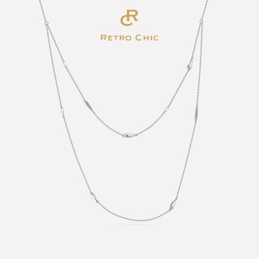 Retro Chic意大利复古时尚首饰 银色眼泪叠戴项链 商品图0