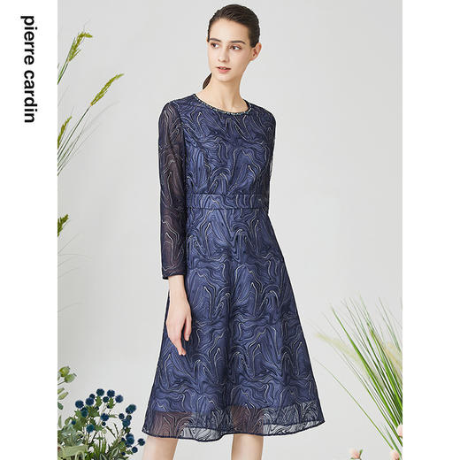 皮尔卡丹女装春季新款简约淑女蕾丝百搭连衣裙P3121E3048N0
 商品图1