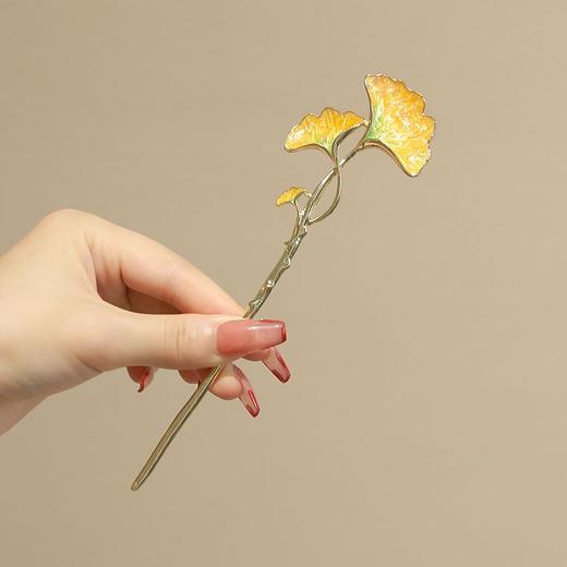 中国风气质银杏叶发簪高级感丸子头发饰古风优雅盘发簪子 商品图4