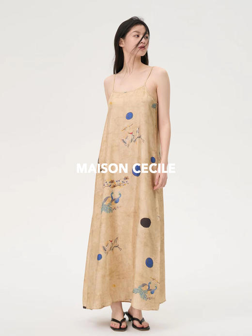 MAISON CECILE复古印花小众原创设计感真丝桑蚕丝吊带裙 商品图1