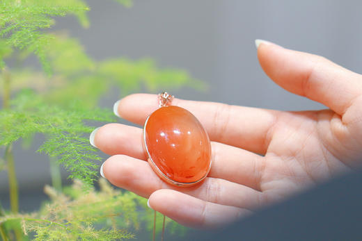 南红冰飘吊坠，925银镶  商品图0