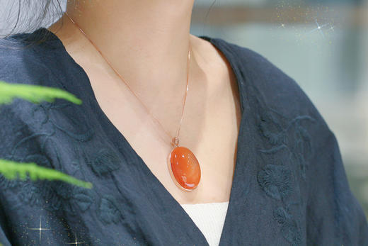 南红冰飘吊坠，925银镶  商品图6