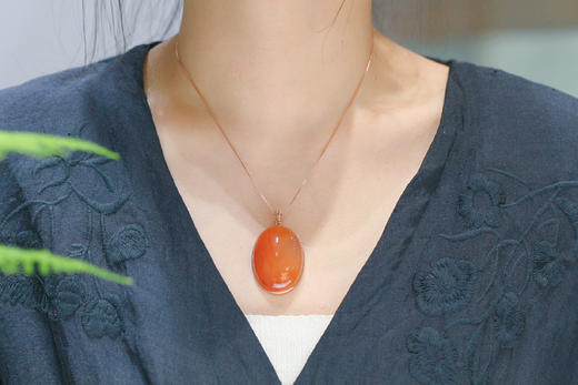 南红冰飘吊坠，925银镶  商品图4