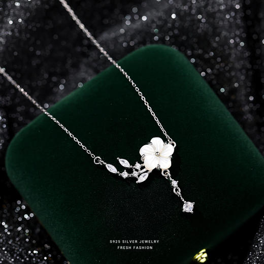 【桃花花朵】S925银母贝项链【YXS-A2914】 商品图6