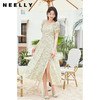 NEELLY纳俪商场同款法式方领连衣裙女气质碎花裙下开叉收腰A字裙N23054Y06670 商品缩略图2