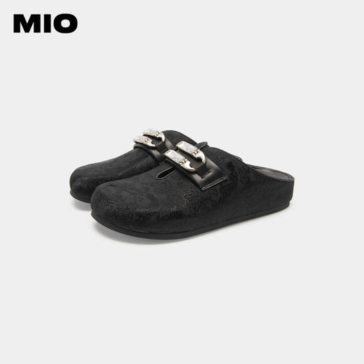 MIO米奥老钱风包头拖复古印花穆勒拖懒人一脚蹬拖鞋凉鞋平底鞋女M234226828 商品图3