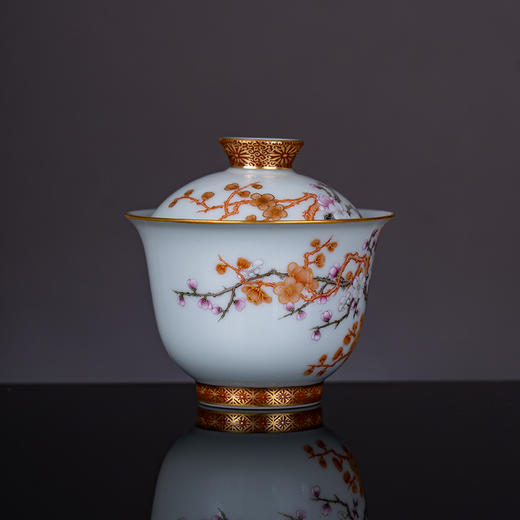 粉彩矾红描金喜上眉稍盖碗 商品图2