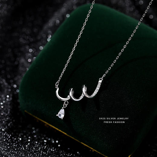 【迎波】S925银几何螺旋锆石项链【YXS-A2909】 商品图3