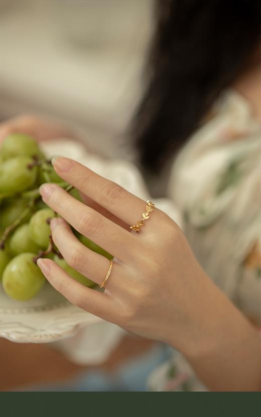 Oflye潮流饰品  轻奢树叶戒指女新款小众叶子设计感复古食指开口戒女★ 商品图6