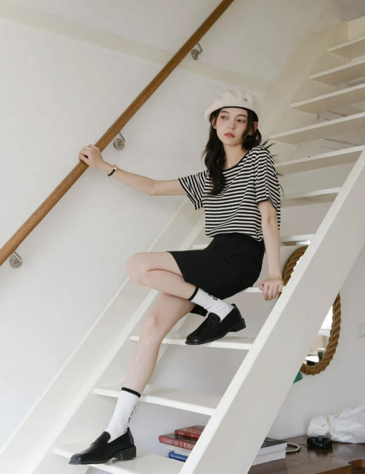 老米优品 / 拉夏贝尔同厂代工❤条纹控们的日杂海军风！《宽松条纹TEE》  短袖/长袖指洞款。2个版本，多色入~~ 宽松显瘦巨bai搭！ 商品图11