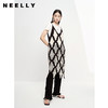 NEELLY纳俪商场同款黑白格子叠穿镂空吊带连衣裙两件套白色T恤夏N23061Z01208 商品缩略图1