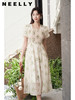 NEELLY纳俪法式方领印花连衣裙女泡泡袖水墨画气质收腰显瘦裙子夏N23044Y05522 商品缩略图1
