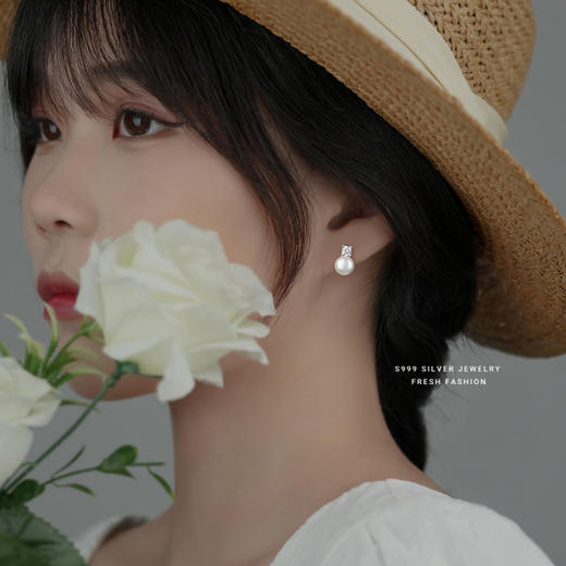 【素娅】S999银足银锆石淡水珍珠耳饰【YXS-E3157】 商品图2