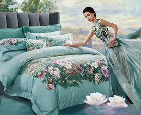 【6F】富安娜  莫奈印象 进口匹马棉四件套