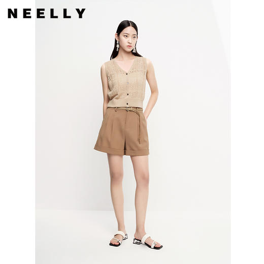 NEELLY纳俪商场同款夏季西装短裤女翻边休闲阔腿直筒裤百搭时尚N23061H01206 商品图2