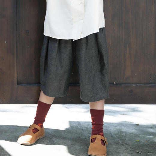 三茉童装/M179/儿童休闲亚麻短款裤子 商品图0
