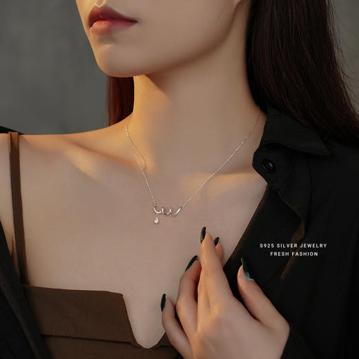 【迎波】S925银几何螺旋锆石项链【YXS-A2909】 商品图1