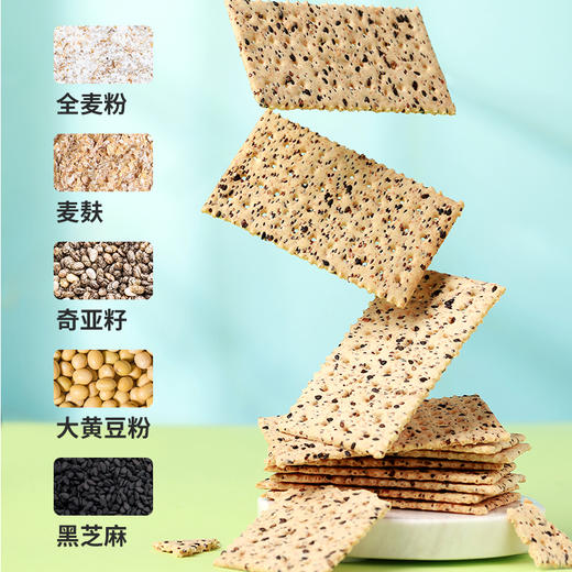 佬食仁无糖黑芝麻苏打饼干整箱高纤控糖人零食奇亚籽早餐代餐饱腹 商品图1
