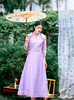 FLZD-2382禅意女装中国风改良汉服仙气复古文艺交领修身长裙紫色茶服连衣裙 商品缩略图5