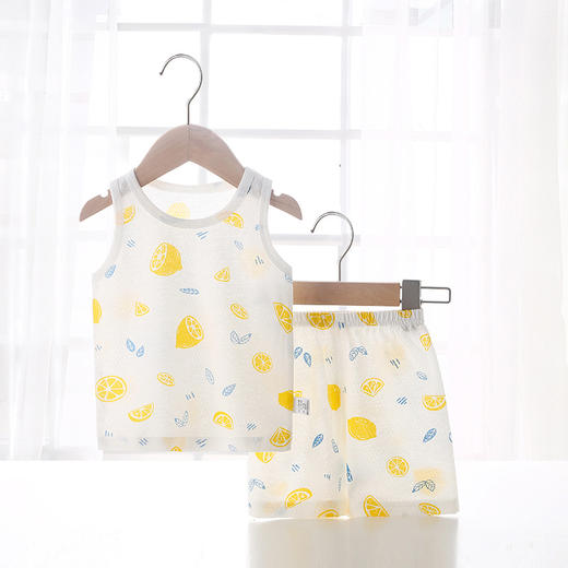 【49元/2套】婴儿儿童背心睡衣套装，A类纯棉，舒适透气，多种颜色可选，无荧光剂，宽松圆领，时尚百搭，夏季薄款网眼棉，男女宝宝小童，1岁-3岁无袖短裤两件套 商品图10