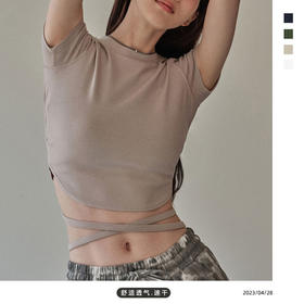 跃牌【洛水之神系列】后背镂空性感收腰修身普拉提训练瑜伽服短袖 HN156