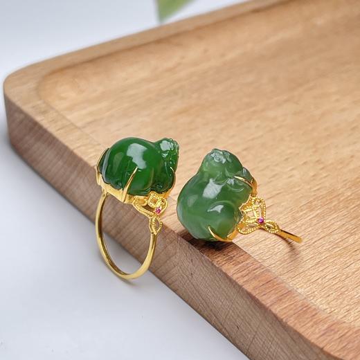 18K碧玉戒指-铜钱如意边貔貅 商品图0