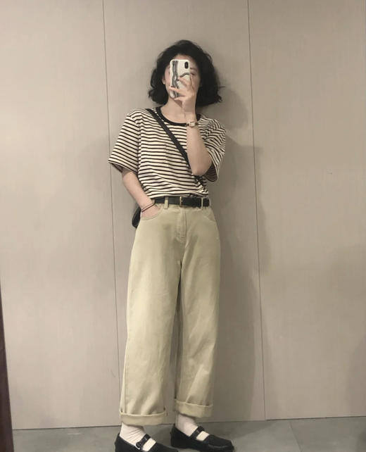 老米优品 / 拉夏贝尔同厂代工❤条纹控们的日杂海军风！《宽松条纹TEE》  短袖/长袖指洞款。2个版本，多色入~~ 宽松显瘦巨bai搭！ 商品图6