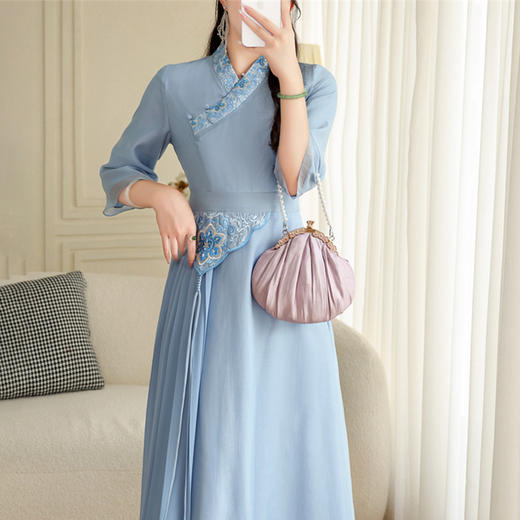 FLZD-A9205原创不规则压褶裙设计感新中式国风连衣裙夏A9205 商品图1