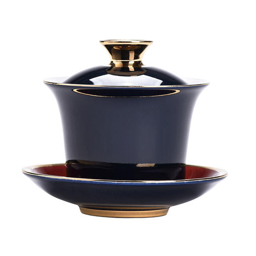 【日用百货】-霁蓝创意宫廷三才盖碗中式陶瓷简约泡茶碗 商品图4