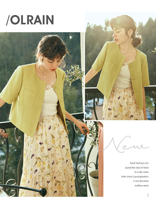 OLrain欧芮儿法式小香风短外套女春季2023新款气质薄款五分袖上衣 商品图2