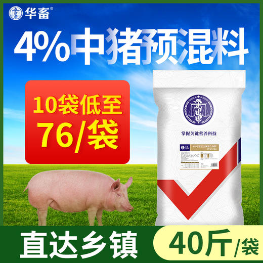 【整吨更优惠】华畜4%生长猪中猪预混料 畜牧饲料添加剂 可加鱼粉玉米饲料原料 商品图1