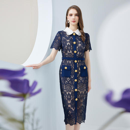 NF8H1斯尔丽瑟俪2023夏上新蕾丝职业白领小礼服时尚宴会连衣裙 商品图0