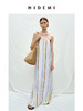 HIDEMI度假系列水洗阳光彩色条纹亚麻吊带连衣裙 商品缩略图2