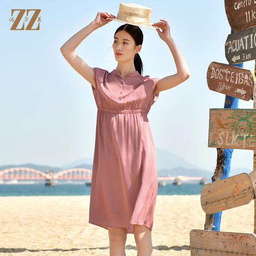 佐尔美夏季新款 休闲时尚无袖桑蚕丝真丝连衣裙女E32LS42 商品图1