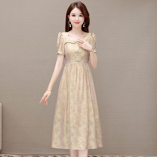 QYM LZC2368-Y复古旗袍裙改良印花连衣裙时尚高腰裙 商品图4