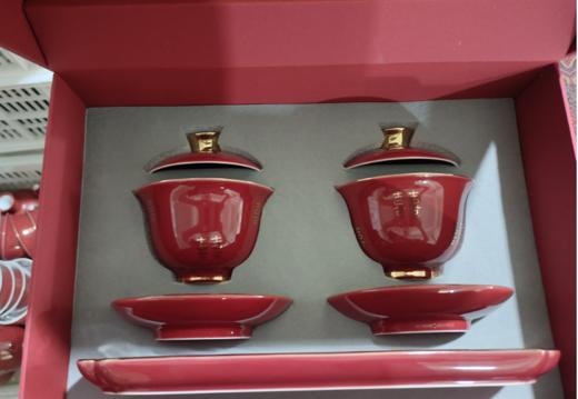 喜字陶瓷盖碗套装 商品图0
