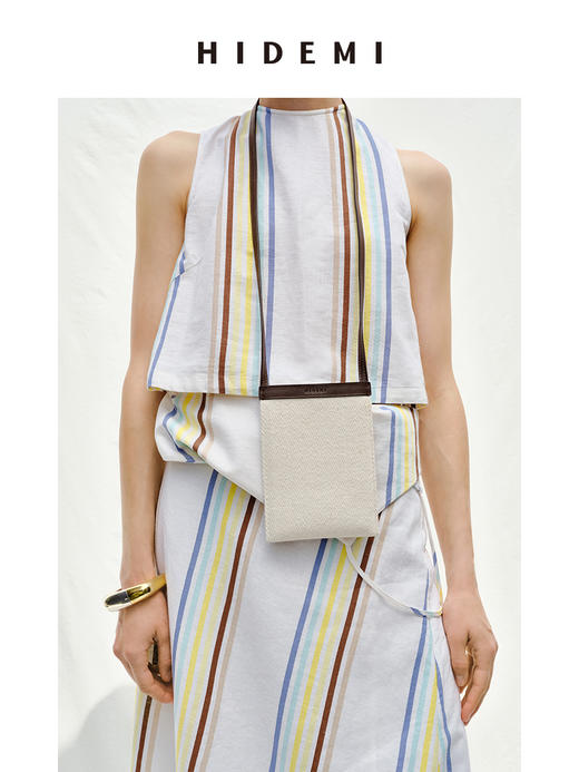 HIDEMI度假系列水洗阳光彩色条纹亚麻套装 背心/卷边阔腿裤 商品图8