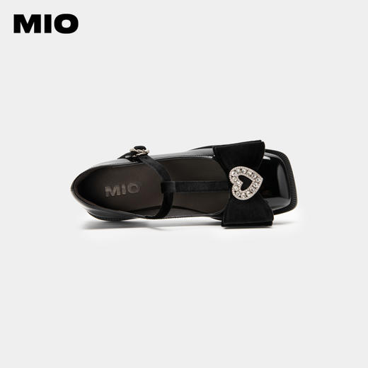 MIO米奥春季真皮丁字玛丽珍鞋蝴蝶小皮鞋粗跟方头浅口单鞋女鞋M234430114 商品图2