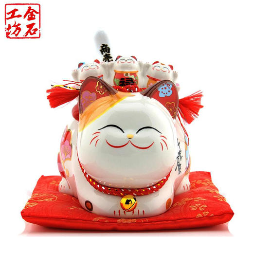 金石工招财猫摆件太阳能摇手店铺开业礼品摆件 福禄寿喜摇手猫【不支持补差，非质量问题不退不换】S 商品图0