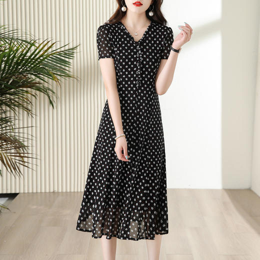 2023夏季时尚修身优雅碎花连衣裙高腰A字裙摆HR-WY78139 商品图2