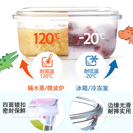 韩国进口Glasslock婴幼儿玻璃辅食盒分装迷你饭盒3件套 商品图3