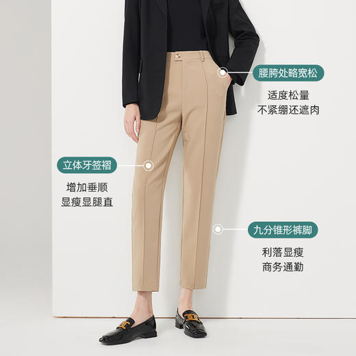 逸阳黑色哈伦西装裤2023年春夏新款女休闲高腰显瘦烟管版西裤9935 商品图2