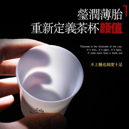 【日用百货】-薄胎羊脂玉书写茶杯简雅白瓷主人杯闻香杯 商品图3