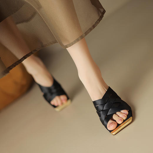 优雅百搭，真丝编织高跟拖鞋DB-M5621 商品图6