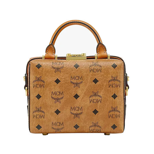 MCM 奢侈品 女士涂层帆布手提单肩斜挎包干邑色LOGO图案 MWRAABF03CO001 商品图1