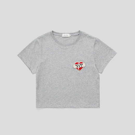 GOODBAI 爱心OK绷刺绣短款T恤 商品图4